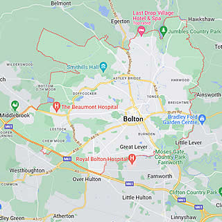 map of areas covered by Bolton Paving Bolton Paving Bolton